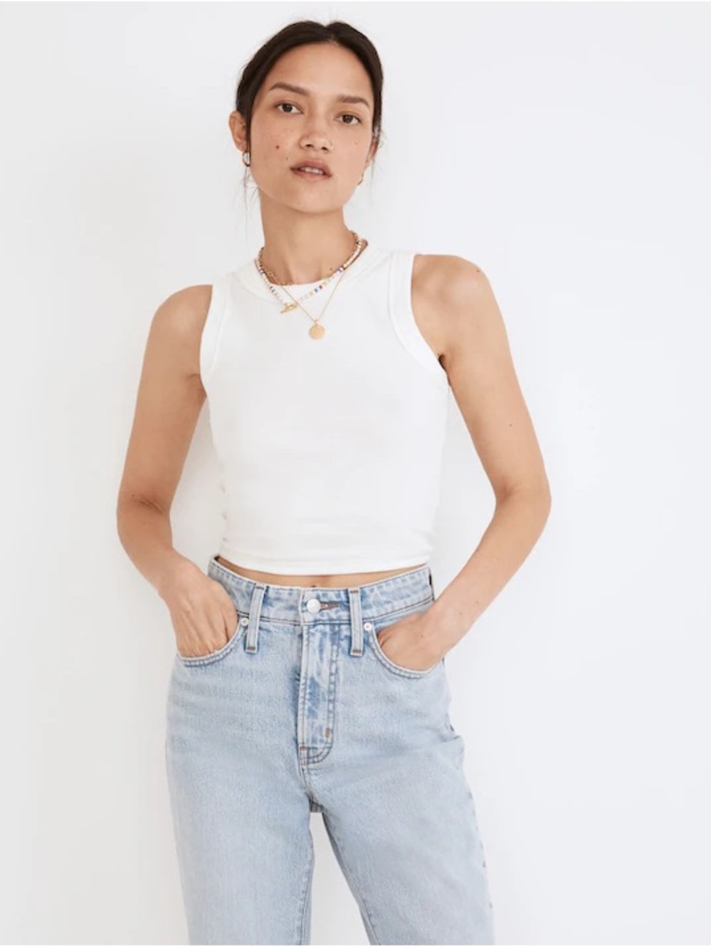 Madewell Supima® Rib Crop Tank • size large • NF469